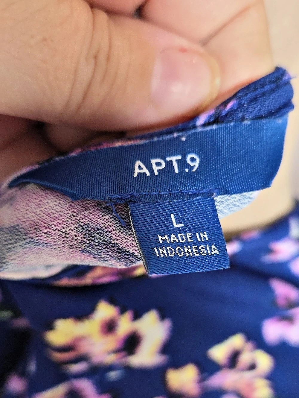 APT. 9 Floral Long Sleeve Tunic Blue & Pink Size 9 - Picture 3 of 8